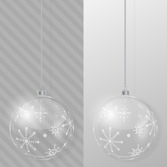 Glass Christmas ball. Design template. Vector illustration.