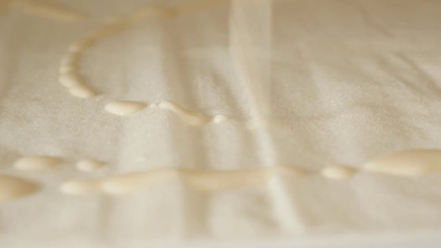 Homemade filo pie with cheese and spinach 4K 2160p 30fps UHD footage - Spread of sunflower oil and beaten eggs mixture over phyllo thin sheets of dough 3840X2160 UltraHD video 