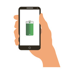 Hand holding smartphone vector illustration