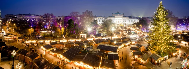 Fotobehang Panorama kerstmarkt Wenen © Calin Stan