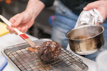 Chef preparing the lamb
