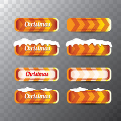 Christmas vector orange glossy buttons set