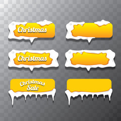 Christmas vector orange glossy buttons set