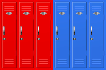 Red and blue school lockers
