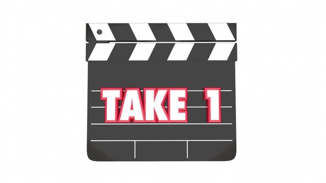 Take 1 One First Attempt Try Scene Movie Clapper Board 3d Animation