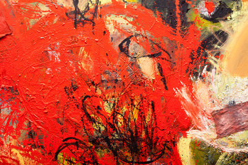 Abstract art background. Oil painting on canvas. Hand-painted. Contemporary art. Fragment of artwork. © dpaint