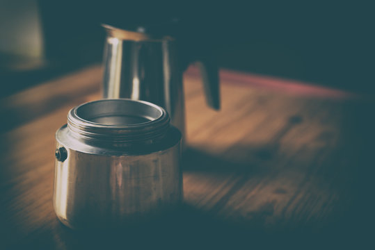 Preparing the coffee brew.