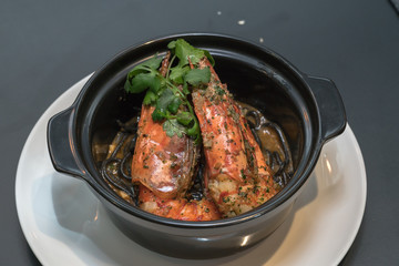 a detail of grilled shrimps
