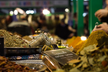 market where they sell salt, sugar and other colorful spices