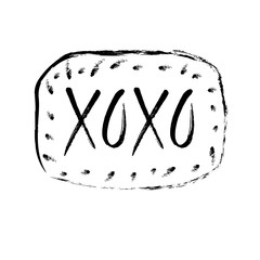 Hand drawn lettering xoxo. Vector illustration, greeting card, design, logo.