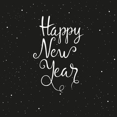 Happy new year 2017. Hand drawn vector illustration for holiday. New Year lettering.