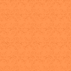 Orange abstract plant line seamless pattern