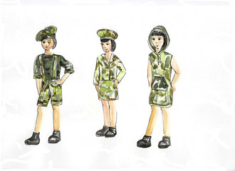 Fototapeta premium sketches of fashionable clothes for girls