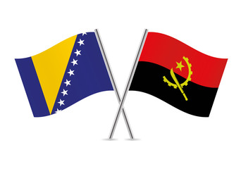 Bosnia and Herzegovina and Angola flags. Vector illustration.