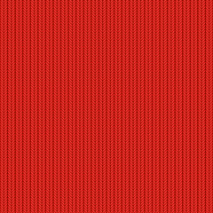 Red knitted seamless texture background. Vector illustration.