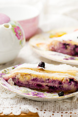Cottage cheese and blueberry strudel..selective focus.
