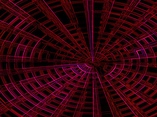 Bright red lines on the black background