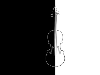 Contour of the violin on a black and white background © Leoco
