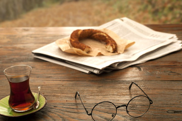 newspaper and breakfast