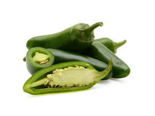 Sliced Green Jalapeno Pepper Isolated On White Background