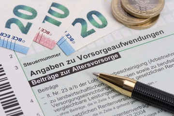 Steuererklärung für Finanzamt mit Altersvorsorge