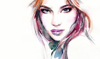 Photo sur Plexiglas Visage aquarelle Portrait de femme. Illustration de mode. Peinture à l& 39 aquarelle
