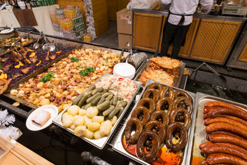 Street food at the Budapest Christmas Market in Vorosmarty square, Hungary
