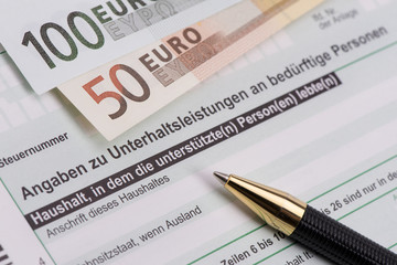 Steuererklärung für Finanzamt für Unterhalt