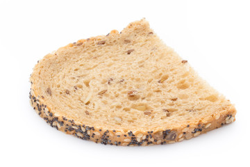 Sliced white bread with cereals. Isolated over white background.