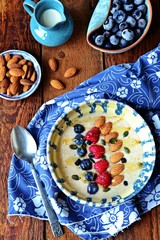 Healthy Breakfast Oatmeal with berries and nuts