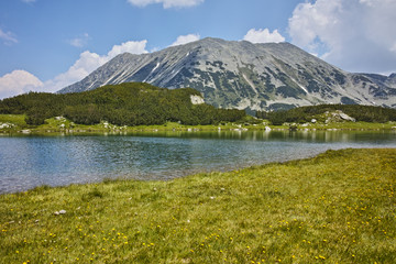 Naklejka na ściany i meble Landscape to Muratovo lake and Todorka peak, Pirin Mountain, Bulgaria