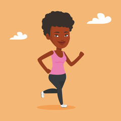 Young woman running vector illustration.