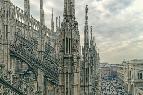 Old photo with one part of famous Milan Cathedral