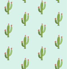 Cactus seamless vector pattern