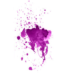 Colorful abstract watercolor stain with splashes and spatters. Modern creative background for trendy design.