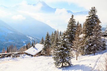  Winterlandschaft in der Schweiz, Villars-sur-ollon.
