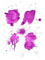 Colorful abstract watercolor stain with splashes and spatters. Modern creative background for trendy design.