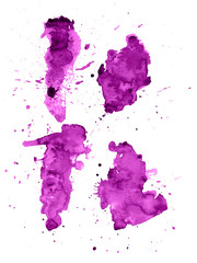 Colorful abstract watercolor stain with splashes and spatters. Modern creative background for trendy design.