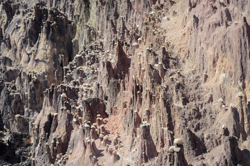 Formations made by rainwater on sandy rocks. The rainwater hits the stone's edge forming these pointed natural sculptures. Natural sculptures located in Joao Pessoa PB, Brazil.
