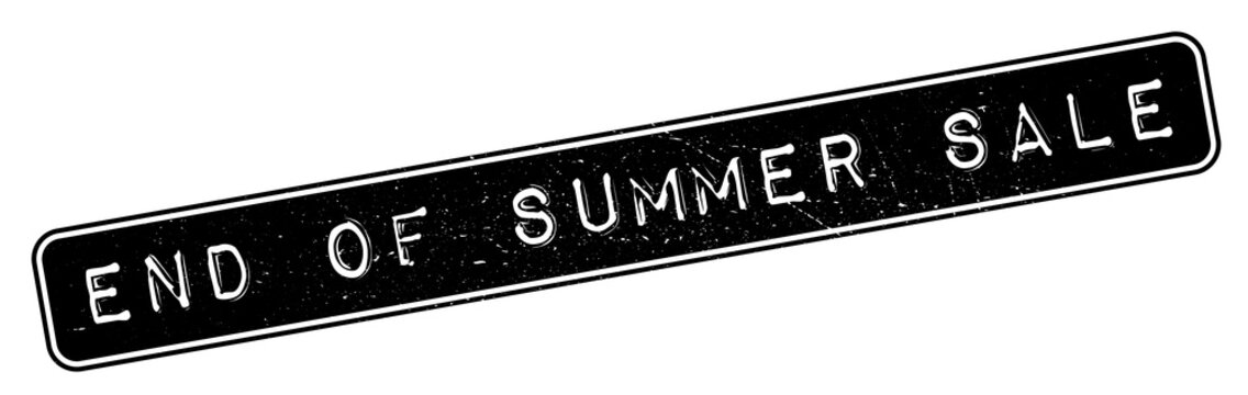 End Of Summer Sale rubber stamp. Grunge design with dust scratches. Effects can be easily removed for a clean, crisp look. Color is easily changed.