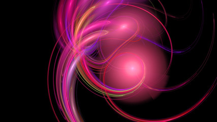 Red purple curves and balls abstract background