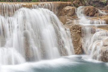 Natural flowing texture of waterfall cascades in Thailand, Erawa