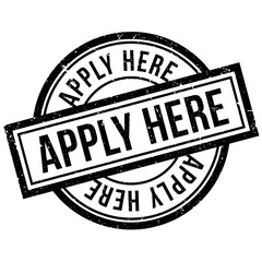 Apply Here rubber stamp. Grunge design with dust scratches. Effects can be easily removed for a clean, crisp look. Color is easily changed.