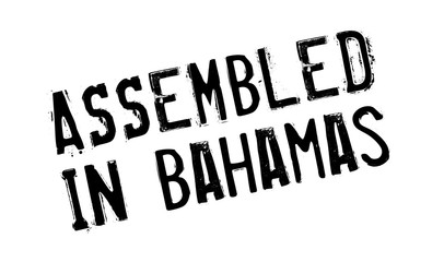 Assembled in Bahamas rubber stamp. Grunge design with dust scratches. Effects can be easily removed for a clean, crisp look. Color is easily changed.