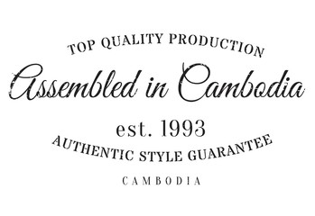 Assembled in Cambodia rubber stamp. Grunge design with dust scratches. Effects can be easily removed for a clean, crisp look. Color is easily changed.