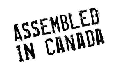 Assembled in Canada rubber stamp. Grunge design with dust scratches. Effects can be easily removed for a clean, crisp look. Color is easily changed.