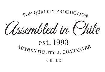 Assembled in Chile rubber stamp. Grunge design with dust scratches. Effects can be easily removed for a clean, crisp look. Color is easily changed.