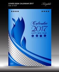 Desk calendar 2017 year Size 6x8 inch vertical, Blue Cover desig