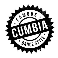 Famous dance style, Cumbia stamp. Grunge design with dust scratches. Effects can be easily removed for a clean, crisp look. Color is easily changed.