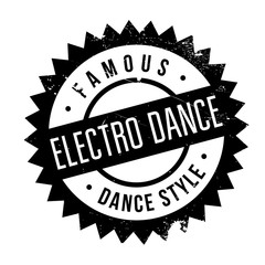 Famous dance style, Electro Dance stamp. Grunge design with dust scratches. Effects can be easily removed for a clean, crisp look. Color is easily changed.